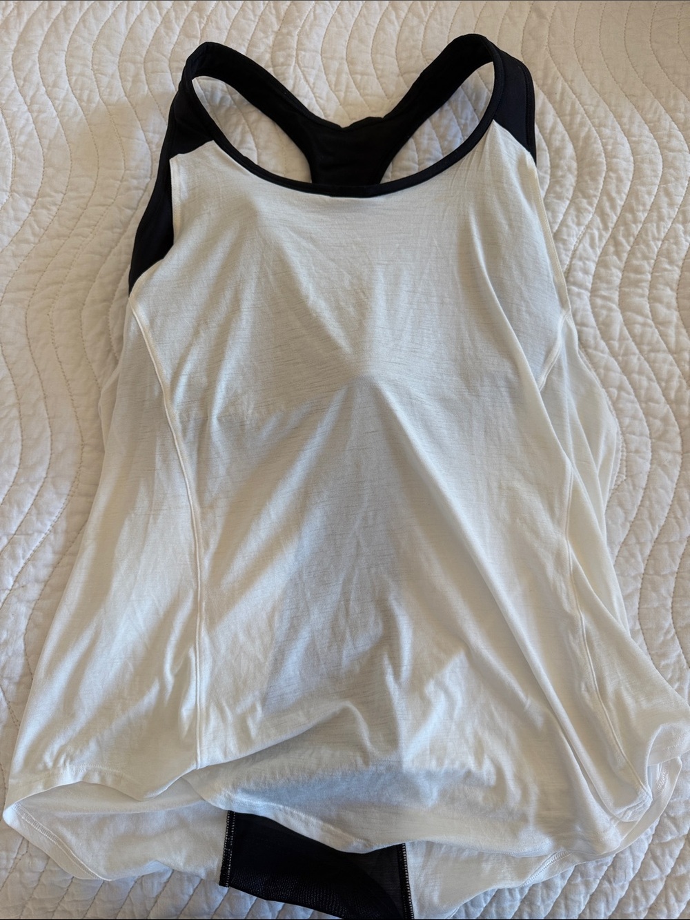 Athleta White Bra Tank Top with Black Racerback